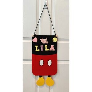 Fish Extender Wall Hanging Felt Pocket Mickey Inspired Lila Black Red 11x19in
